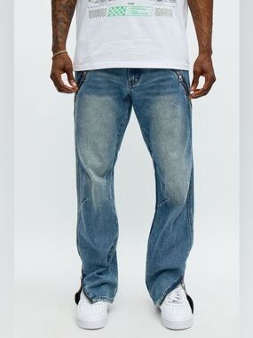 Fashion Nova • NWT $70 Slim Concrete Grind Paneled Jeans